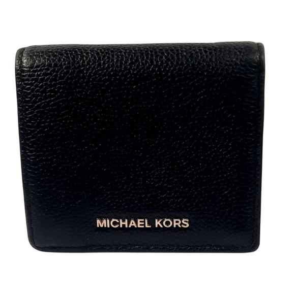 Michael Kors Jet Set Travel Leather Carryall Card Case Wallet (Black/Gold) - Picture 1 of 6